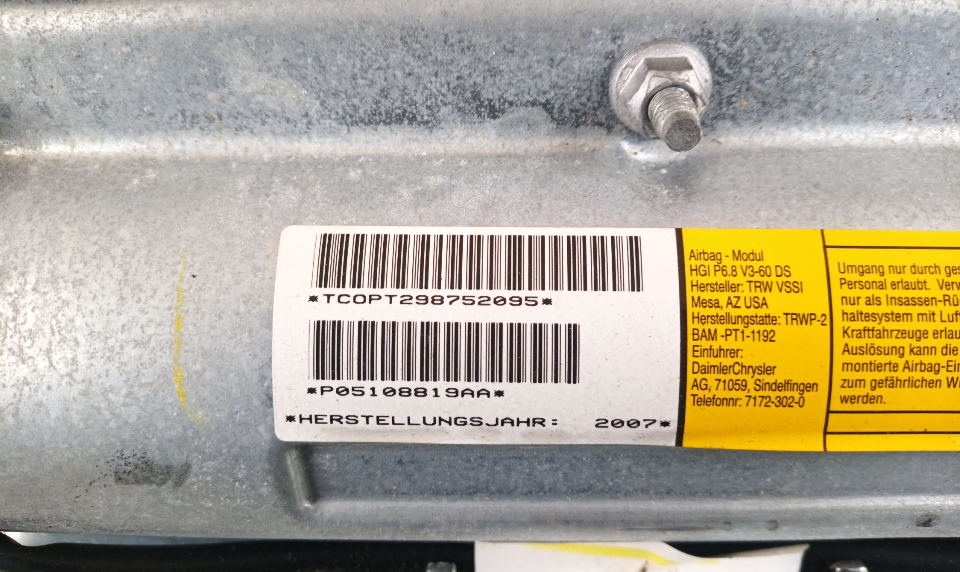 AIRBAG DELANTERO DERECHO Chrysler Grand Voyager (RT)