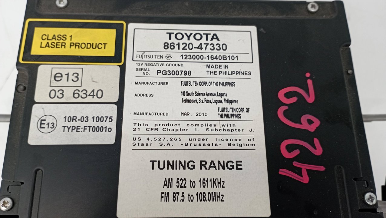 8612047330 SISTEMA AUDIO RADIO CD TOYOTA PRIUS 2010 23002 devimagesvext/08283e45-1ba6-4c70-9a92-5b0ff35685bb/migcrv/imagenes/000/000/453/000000453704.jpeg