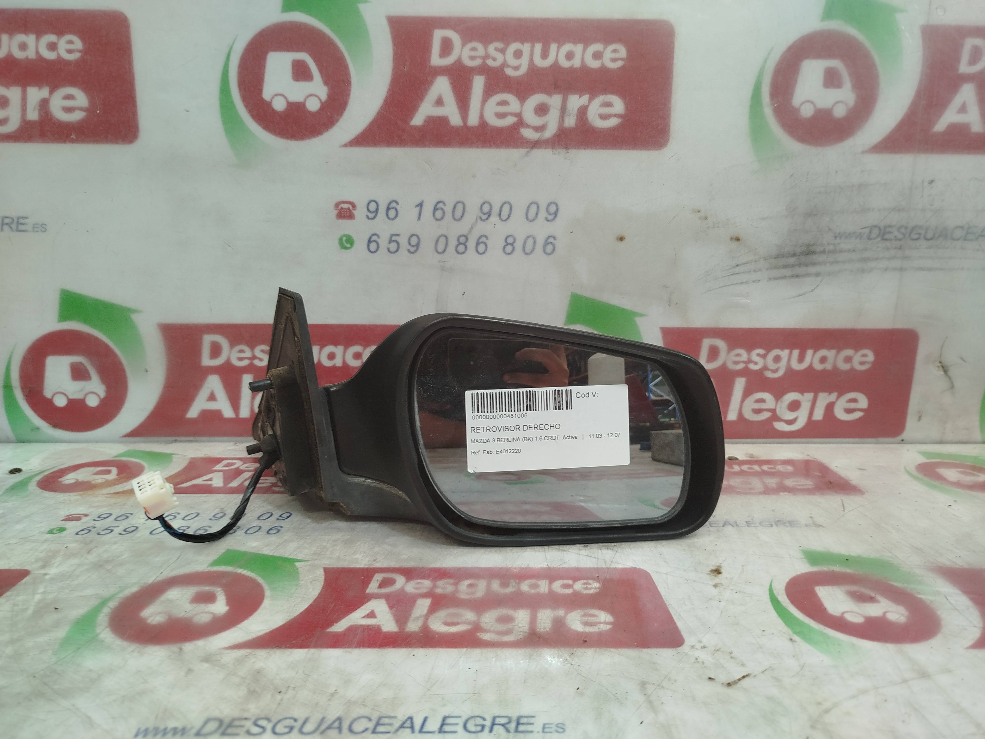 MAZDA 3 BERLINA RETROVISOR DERECHO MAZDA 3 BERLINA RETROVISOR DERECHO