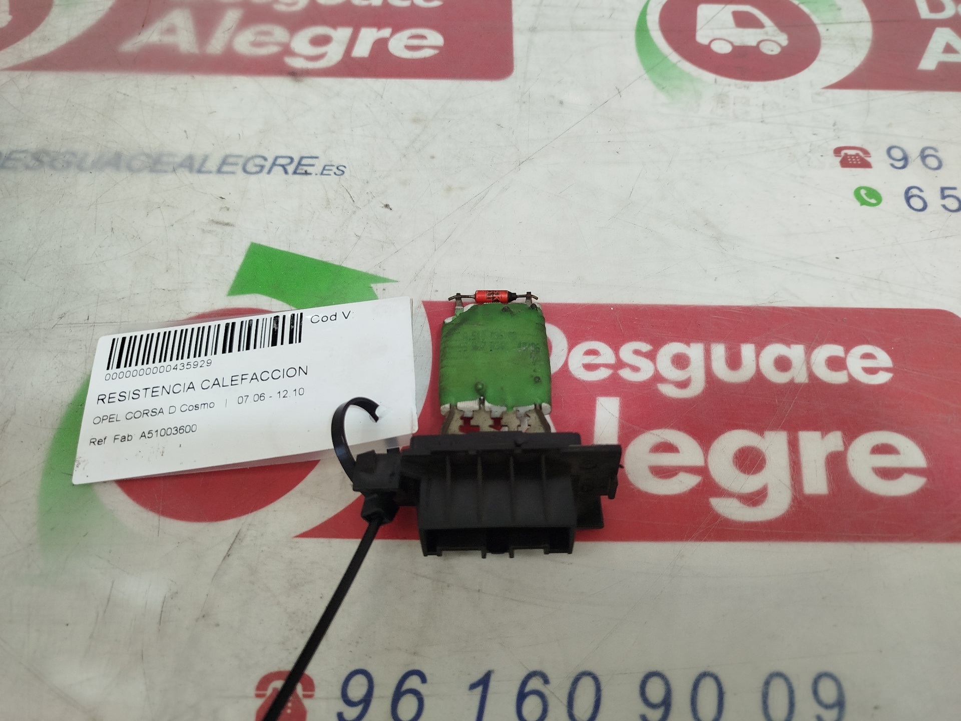 OPEL CORSA D RESISTENCIA CALEFACCION OPEL CORSA D RESISTENCIA CALEFACCION