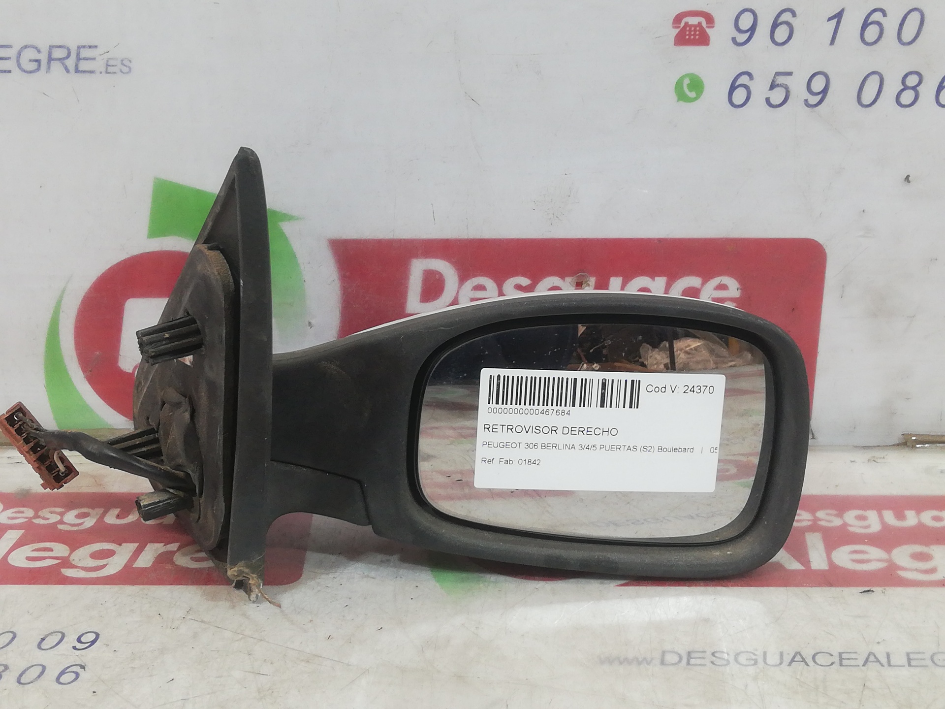 PEUGEOT 306 35 PT. 4 PT. RETROVISOR DERECHO PEUGEOT 306 35 PT. 4 PT. RETROVISOR DERECHO
